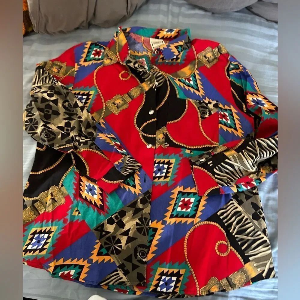 Vintage Western Aztec Button Down Shirt